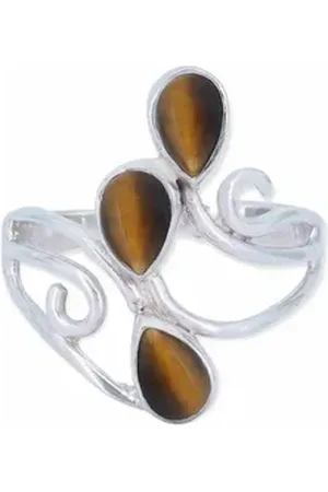 mantraroma Silberring SIDISTI aus 925 Silber mit Tigerauge (Ring mit Schmuckbeutel), Damenring aus 925er Silber braun 52