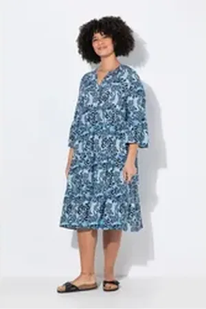 Angel of Style Angel of Style Jerseykleid Kleid A-Linie Musselin Leo-Muster Volants blau 58