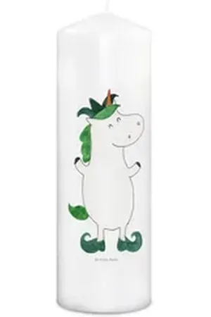 Mr. & Mrs. Panda Formkerze Einhorn Joker 29 x 8 cm XL - Weiß - Geschenk, Einhörner, Gaukler, Ker (1-tlg), Vielseitig einsetzbar weiß 8 cm x 29 cm x 8 cm