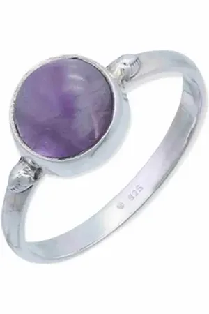 mantraroma Silberring HANA aus 925 Silber mit Amethyst (Ring mit Schmuckbeutel), Damenring aus 925er Silber lila 52