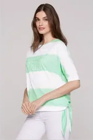 Soccx Rundhalsshirt mit Knoten-Saum grün M/L