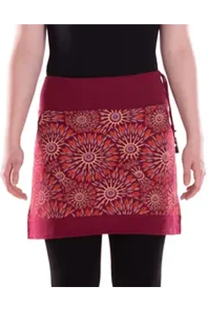 Vishes Minirock Damen Mini-Rock Baumwolle Mandala-Muster elastischer Bund Alternative Bekleidung, Ethno, Hippie, Retro Style rot 34