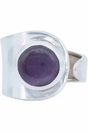 mantraroma Silberring (Ring mit Schmuckbeutel), Damenring aus 925er Silber lila
