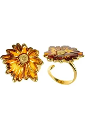 Cavill Silberring Polnischer Bernstein Vergoldeter Silber Ring mit Blumen, 3,35ct (1-tlg) beige|silberfarben 57