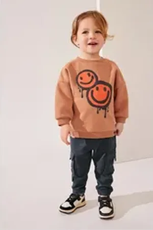 Next Sweatanzug Sweatshirt mit Placement-Print und Jogginghose (2-tlg) braun 68-74 (6-9 Mon.)