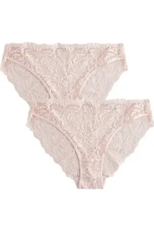 Next Slip 2er-Pack Komfort Spitzenslips, hohes Bein (2-St) rosa 40