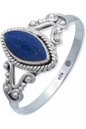 mantraroma Silberring NOBALA aus 925 Silber mit Lapis Lazuli (Ring mit Schmuckbeutel), Damenring aus 925er Silber blau 54