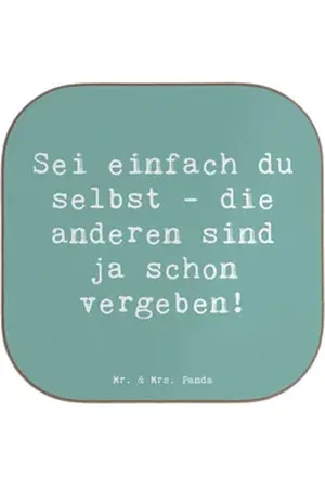 Mr. & Mrs. Panda Getränkeuntersetzer Selbstakzeptanz Einzigartig - Meeresbrise - Geschenk, Authentizität, 1-tlg., Innovative Designs blau