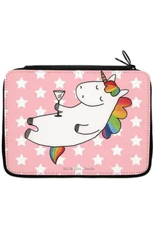 Mr. & Mrs. Panda Federmäppchen Einhorn Cocktail - Rot Pastell - Geschenk, Motiv, Party, Unicorn, Bes, (1-tlg), Bezauberndes Design rot