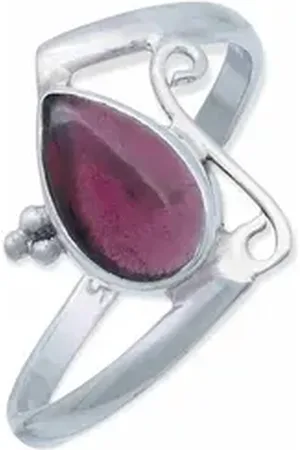mantraroma Silberring UHA aus 925 Silber mit Granat (Ring mit Schmuckbeutel), Damenring aus 925er Silber 60