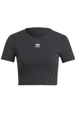 adidas Originals T-Shirt Originals RIB T-Shirt Damen Beige Baumwolle schwarz XL (46-48)