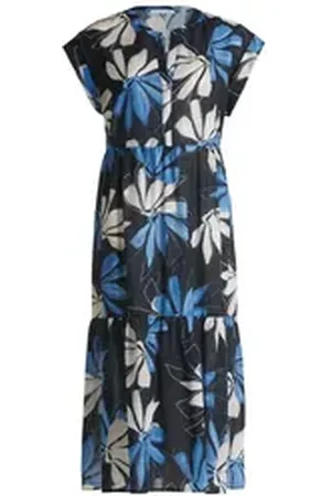 Betty & Co Betty&Co Sommerkleid Stufenkleid mit Print Druck blau 46