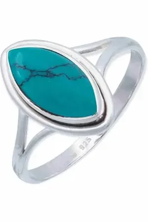 mantraroma Silberring SARALA Ellipse aus 925 Silber mit Türkis (Ring mit Schmuckbeutel), Damenring aus 925er Silber grün 54