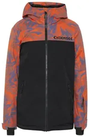 CHIEMSEE Skijacke Skijacke mit unifarbenen und gemusterten Partien 1 orange|schwarz 170/176