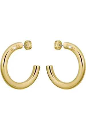 HUGO BOSS Paar Creolen LIVE STATEMENT, 1580738, mit Preciosa Crystal gelb|goldfarben