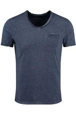 Key Largo T-Shirt Soda vintage Look uni Basic T00619 V-Ausschnitt unifarben kurzarm slim fit blau XL