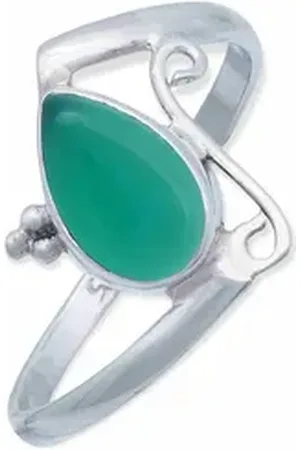 mantraroma Silberring UHA aus 925 Silber mit grünen Onyx (Ring mit Schmuckbeutel), Damenring aus 925er Silber grün 60