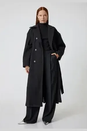 Koton Langmantel Regular Jacket Kragen schwarz 42