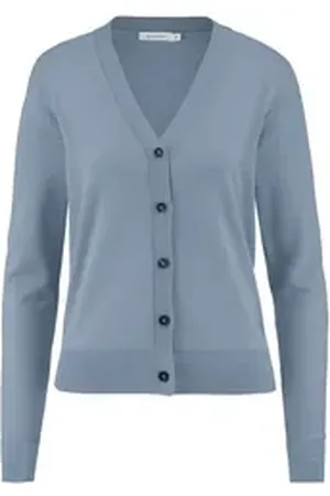 hessnatur Strickjacke aus reiner Bio-Merinowolle (1-tlg) blau 36