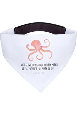 Mr. & Mrs. Panda Hundefliege Tintenfisch - Weiß - Geschenk, Gute Laune, Ozean, Meer, Halstuch, gro, Polyester weiß L | 33 cm x 33 cm