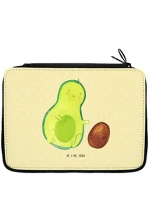 Mr. & Mrs. Panda Federmäppchen Avocado Kern rollt - Gelb Pastell - Geschenk, große Liebe, Büro Stift, (1-tlg), Bezauberndes Design gelb