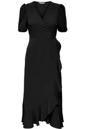 ONLY Maxikleid Mette (1-tlg) Wickel-Design schwarz S