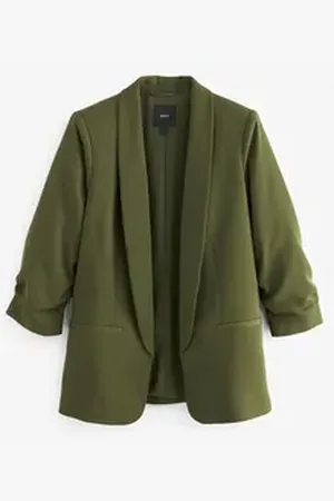 Next Jackenblazer Legerer Blazer mit gerafften Ärmeln, Petite (1-tlg) grün 19 (GB: 10 Petite)