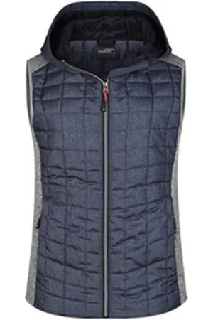 James & Nicholson Steppweste , JN 767 Damen Strick Hybrid Gilet grau XL