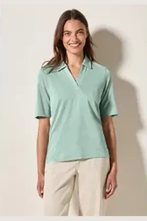 CECIL Poloshirt in Leinen-Optik grün L (42)