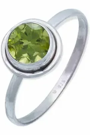 mantraroma Silberring HULETTI aus 925 Silber mit Peridot (Ring mit Schmuckbeutel), Damenring aus 925er Silber grün 48