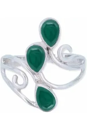 mantraroma Silberring SIDISTI aus 925 Silber mit grünen Onyx (Ring mit Schmuckbeutel), Damenring aus 925er Silber grün 64