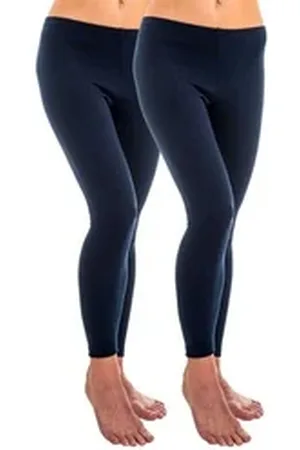 Hermko Leggings 1720 2er Pack Damen Legging aus 100% Bio-Baumwolle, Legging blau 36/38 (S)