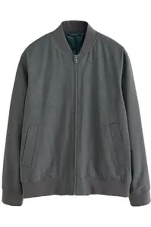 Next Bomberjacke Slim Fit Bomberjacke aus Flanell (1-St) grau XXXL