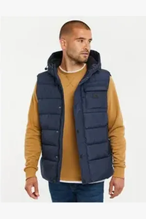 Threadbare Softshellweste THB Jacket Hooded Gilet Ritcher mit praktischer Kapuze blau S