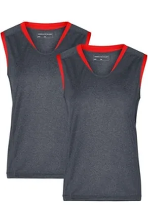 James & Nicholson Lauftop Doppelpack Sportliches Damen Lauftop aus FunktionspolyesterJN469 (Doppelpack, 2er-Pack) Feuchtigkeitsregulierend und schnell trocknend grau M