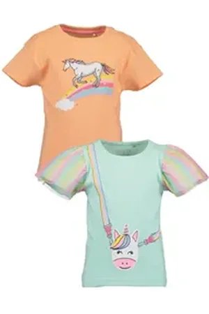 Blue Seven T-Shirt Mädchen T-Shirts 2er Set Rundhals Kurzarm Sommer (2-tlg) bunt 110
