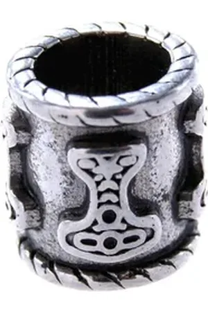 Kiss of Leather Diadem Bartperle Thorshammer Haarperle Odin Edelstahl Bartschmuck 8 mm silberfarben