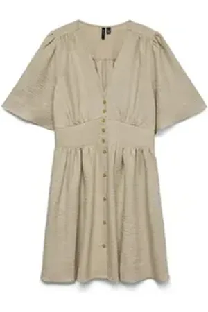 VERO MODA Minikleid VMMELANEY 2/4 SHORT DRESS WVN NOOS grün L (40)