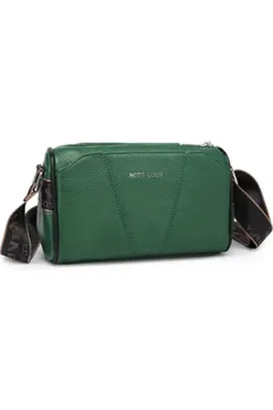 MISS LULÙ Umhängetasche Damen elegante Crossbody Bag aus Leder mit verstellbarem Breitriemen grün