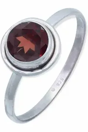 mantraroma Silberring HULETTI aus 925 Silber mit Granat facettiert (Ring mit Schmuckbeutel), Damenring aus 925er Silber 48