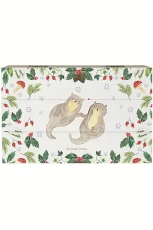 Mr. & Mrs. Panda Dekokiste Otter Glühweinstand 19 x 12 cm - Weiß - Geschenk, Weihnachtsdeko, Auf (1 St), Schöne Designs weiß 19 cm x 12 cm x 10 cm