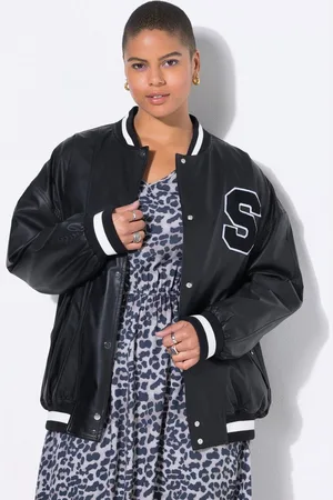 STUDIO UNTOLD Steppjacke Collegejacke Lederoptik Streifenbündchen - Verkäufer: Popken Fashion Group