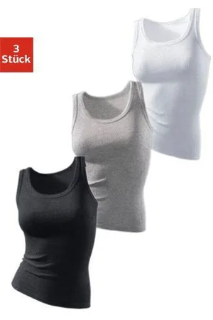H.I.S Tanktop ohne Seitennähte (3er-Pack) aus weicher Rippqualität aus Baumwolle