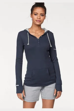 KangaROOS Kapuzenshirt Langarm mit Daumenlöchern, figurbetonter Schnitt, aus Jerseystoff