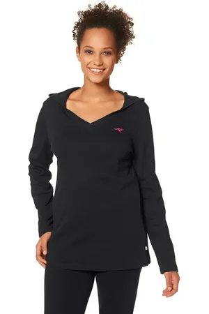 KangaROOS Kapuzenshirt Langarm, po-bedeckend, V-Ausschnitt, aus 100% Baumwolle