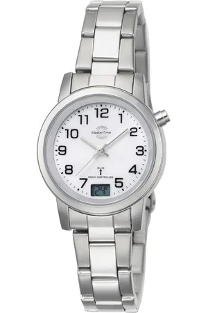 Master Time Funkuhr Basic MTLA-10301-12M, Armbanduhr, Quarzuhr, Damenuhr, Datum, Edelstahlarmband