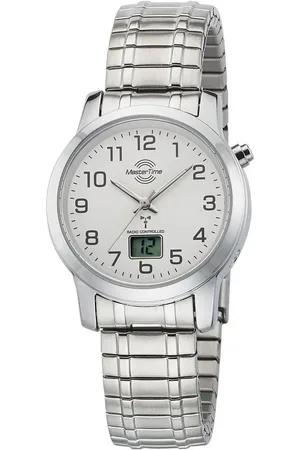 Master Time Funkuhr Basic MTLA-10307-12M, Armbanduhr, Quarzuhr, Damenuhr, Datum, Flexband, Zugband