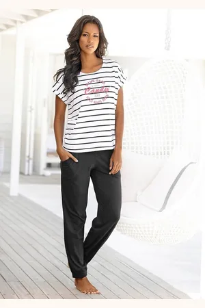 Buffalo Pyjama (2 tlg) im Streifenlook mit farbigem Frontprint