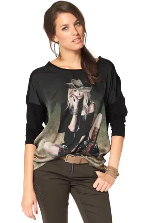 Aniston Langarmshirt mit femininem Frontdruck
