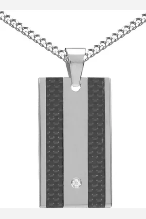 Firetti Kette mit Anhänger Schmuck Geschenk Halskette Panzerkette Dog Tag, mit Carbon - mit Zirkonia (synth)
